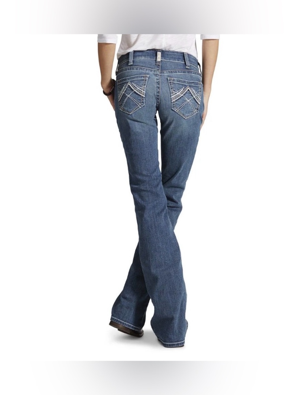 Ariat® Ladies R.E.A.L Mid Rise Whipstitch Boot Cut Jeans
